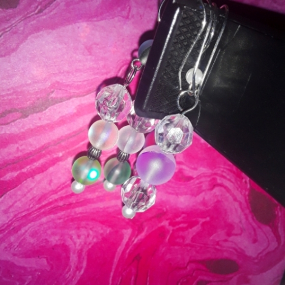 Set of Dangle Long Earrings Clear,Green and Pink Lot of 3, Earrings ♡ - Picture 11 of 12